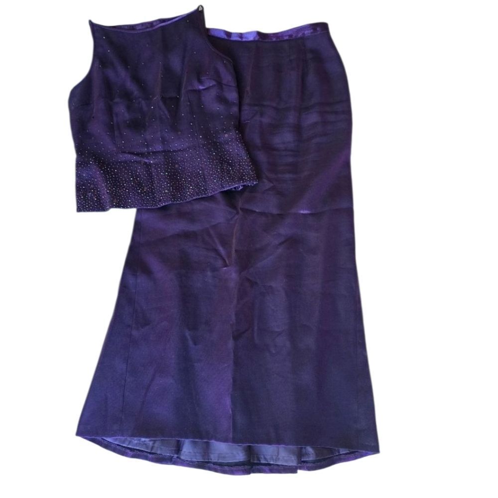 ALEX EVENINGS Women's Two Piece Set Violet Purple Sz 10P Embellished Gothic Y2k